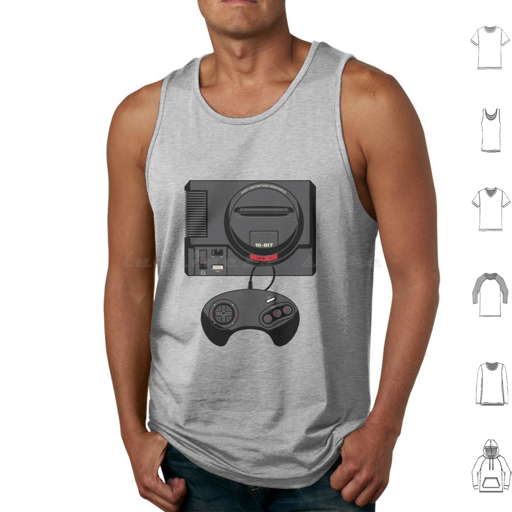 Gaming Console Genesis - 레트로 블랙 16비트 탱크 탑 프린트