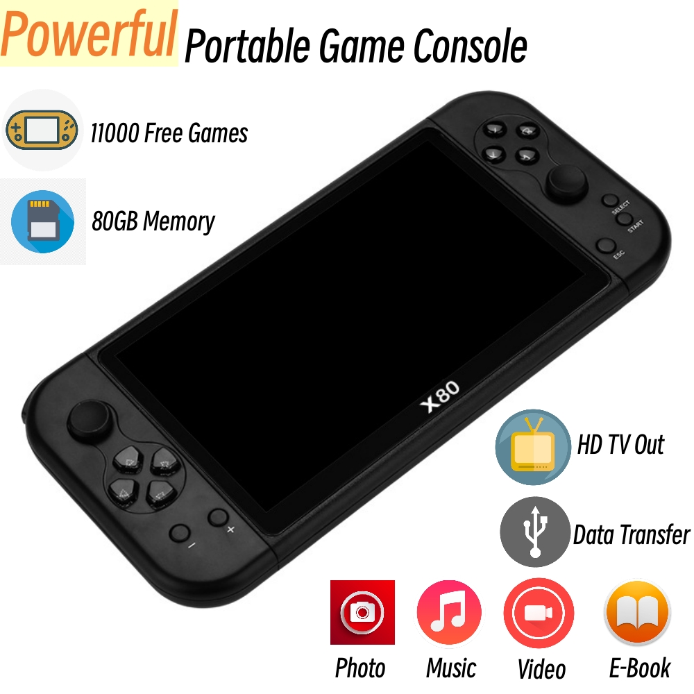 휴대용 레트로 아케이드 게임기, 80GB 대형 스크린, - Gaming Console X80 리뷰 및 가격